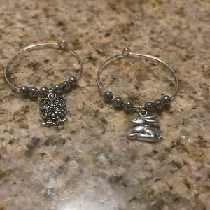 Pepperlonely 2pz wine glass animal charms